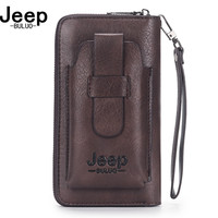 JEEP BULUO znanej marki portfel kopertówka marki torebka na telefon podwójny zamek błyskawiczny luksusowy portfel skórzana kopertówka o dużej pojemności 1